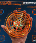 Hand holding orange Scoot Skeet Mini Drone Shooting Game For Kids Drone with LED blaster, USB fast charge indicator