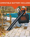 Person using Cordless Leaf Blower Vacuum Mulcher Combo Kit With 40V Battery And Charger Included 120 MPH Air Speed 6 Speed Dial