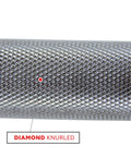 Close-up of diamond knurled handle on the 48 Inch Olympic Curl Bar With Rotating Sleeves And Ring Collars For Home Gym