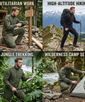 Kickass Mens Tactical Jacket And Pants Set Windproof Military Hunting ACU Uniform Suit for utilitarian work and hiking activities.