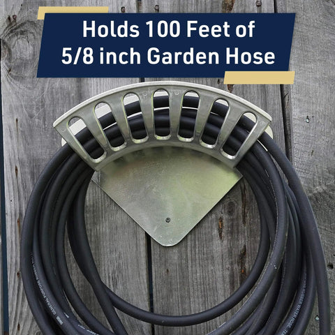 Heavy Duty Aluminum Hose Holder Wall Mount For Outdoor Gardens 200 Foot Reel For Half Inch Hoses Sturdy Garden Hose Rack