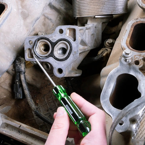 Six Piece Hook And Pick Set With Acetate Handle For Mechanics Car Repair Gasket And Hose Removal in action