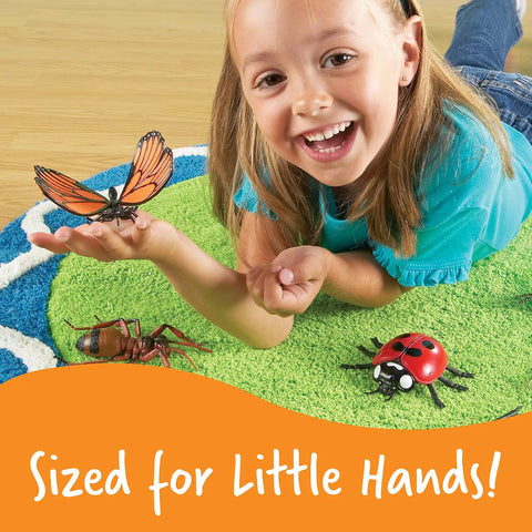 Child playing with Jumbo Insects Educational Toy Set For Kids Ages 3 And Up, Hands On Insect Figures For Science Learning, STEM Exploration