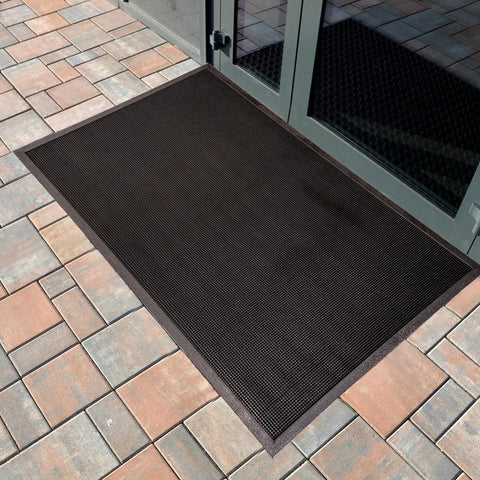 Built Tough Heavy Duty Rubber Fingertip Entrance Mat For Outdoor Areas 28 Inch Wide By 46 Inch Long Five Eighths Inch Thick Black