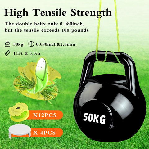 High tensile strength Replacement Weed Wacker String For Ryobi One Plus AC80RL3 with 50kg weight capacity displayed