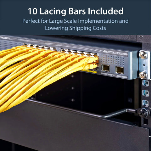 10 Pack Horizontal Lacing Bars With 2 Inch Offset At 75 Degrees For 19 Inch Server Rack Cable Management