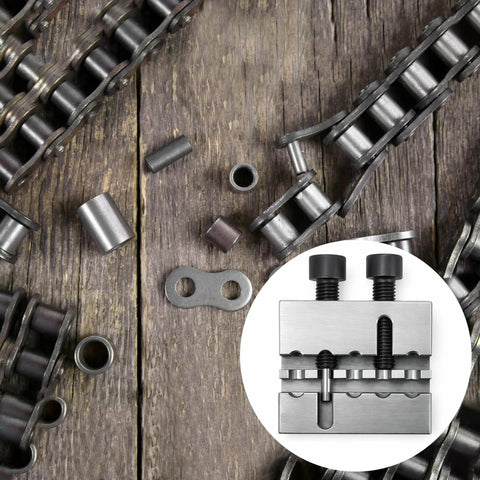 Heavy Duty Pro Grade Chain Breaker Tool For Bikes And Racing With CNC Carbon Steel Construction, parts and #35 chain detail
