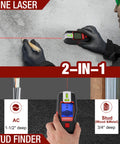 Two In One Stud Finder With Laser Level For Accurate Wall Scanning Rechargeable Pro Grade Stud Sensor With Built In Level Ideal DIY Home Improvement Tool For Locating Studs Pipes And Electrical Lines Quickly And Safely. handheld stud finder with laser on wall