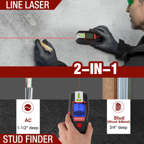 Two In One Stud Finder With Laser Level For Accurate Wall Scanning Rechargeable Pro Grade Stud Sensor With Built In Level Ideal DIY Home Improvement Tool For Locating Studs Pipes And Electrical Lines Quickly And Safely. handheld stud finder with laser on wall