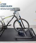 Front Wheel Riser Block For Bike Trainers With No Slip Design, 4 Tier Extender Stand, stationary bike setup on mat