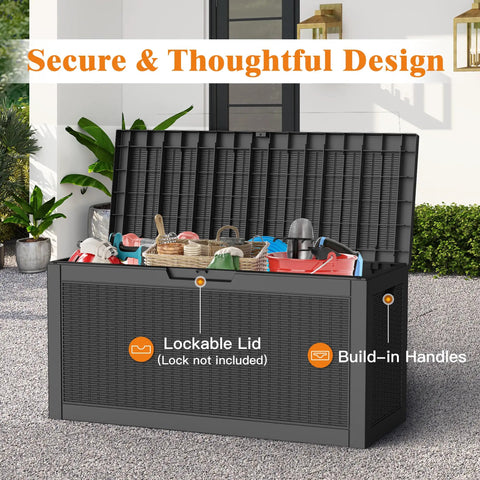 66 Gallon All Weather Outdoor Storage Box With Locking Lid For Deck Patio And Garden Built Tough Waterproof And UV Resistant Parcel Drop Box For Cushions Tools Pool Gear And Package Delivery