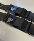 Close-up of black straps with buckles for Overspeed Trainer For Sprint Speed Improvement Boost Your Track And Field Velocity With A Smooth Pulley System Resistance Training Quick Release And Safe Easy Use Ideal For 100m Drills And General Sprint Workouts.