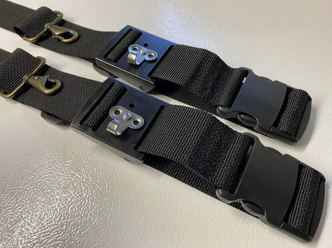 Close-up of black straps with buckles for Overspeed Trainer For Sprint Speed Improvement Boost Your Track And Field Velocity With A Smooth Pulley System Resistance Training Quick Release And Safe Easy Use Ideal For 100m Drills And General Sprint Workouts.