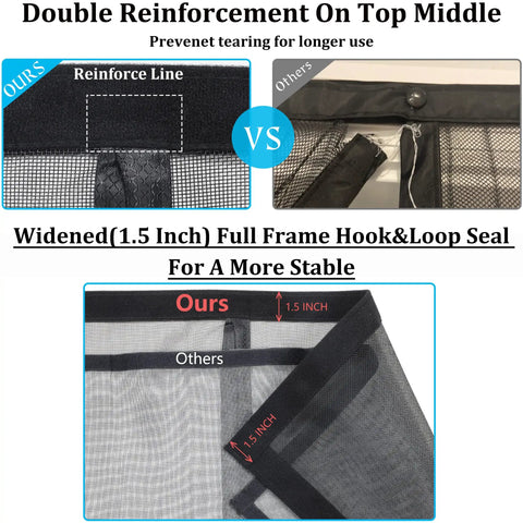 Comparison of Upgraded Magnetic Screen Door With Thick 250G/M2 Reinforced Mesh and 36 Heavy Magnets for single doors
