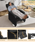 Comfy PU Leather Recliner Chair For Home Theater Seating With Lumbar Support in living room, person reclining in overstuffed chair