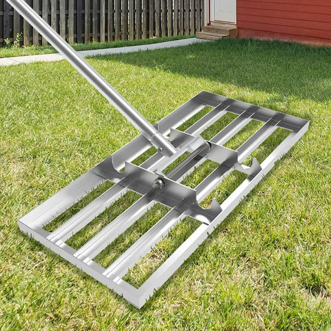 17 Inch Lawn Leveling Rake With Stainless Steel Handle Heavy Duty Landscape Tool For Lawns And Yards Leveling Soil
