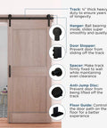 Builder Interior Sliding Barn Door Kit Two Piece 72 Inch Matte Black With All Mounting Hardware installed, showing detailed components.