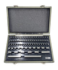 Open case showing Gauge Block Set For Precision Calibration 81 Piece Economy Grade Gage Blocks Rectangular Blocks with labeled steel blocks