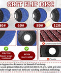Grit flip disc set for 19 piece wood carving disc set for four and four point five inch angle grinders with different grit levels