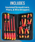 11 Piece Insulated Tool Kit With Phillips 1, 2, And 3 Drivers, Slotted Drivers, Insulated Pliers, And Wire Stripper For Electrical Work