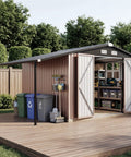 6x10 Ft Outdoor Storage Shed With Open Firewood Storage And Lockable Doors Built To Last Galvanized Steel Garden Shed With Sloped Roof And Windows