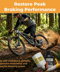 Mountain biker with Pro Grade Hydraulic Brake Bleed Kit With 150ml Mineral Oil And CNC Brass Adapters For Shimano Magura TEKTRO TRP