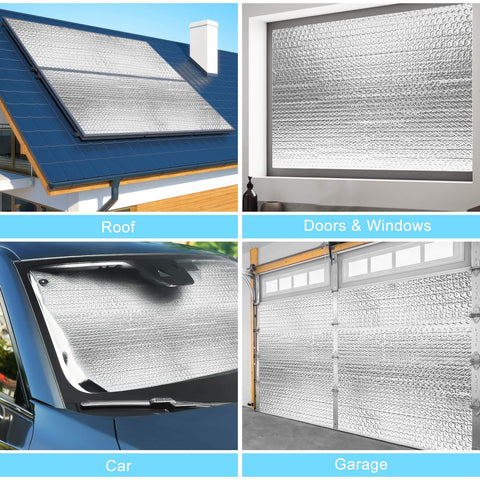 Reflective Insulation Roll 23.6 Inch By 10 Foot Bubble Aluminum Foil Sheet for RV and Home Windows, installed in car, roof, garage.