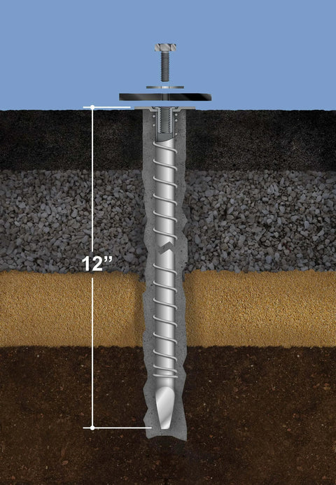 SP12-38 Zinc Plated Steel Asphalt Anchors With 2000 Lb Pull Rating Includes 1 Inch Hex Bolt And Washer for securing structures