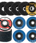 Pro Grade Metal Prep Kit for Angle Grinder With 25 Pack Strip and Flap Disc Set 4 Strip Discs and 21 Flap Discs in Grit Sizes