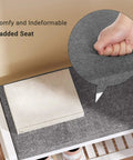 Comfy Cushioned Shoe Bench With Storage Shelf And Padded Seat, Heavy-Duty Entryway Organizer, gray padded seat close-up
