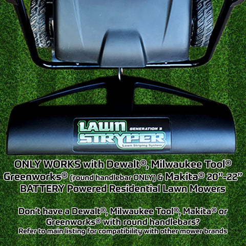 Generation 3 Lawn Striping System for 21 Inch Walk Behind Mowers Stripes Like A Ballpark With Easy Install And Big Curb Appeal Works With Ariens Razor Craftsman Battery DeWalt Echo Greenworks Makita Milwaukee Tool on a grass surface