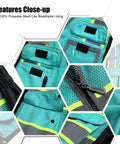 Close-up of High Visibility Peacock Mesh Safety Vest With Nine Pockets And Front Zipper For Women Meets ANSI ISEA Standards XL