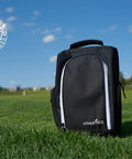 Golf Shoe Bag With Zippered Carrier And Ventilation External Pocket For Socks Tees And Accessories on grass