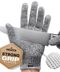 Cut Resistant Kitchen Gloves With Grip Dots For Chefs And Woodworking Breathable Lightweight Ambidextrous Safety Gloves Level 5 Protection Non Slip Grip Comfortable All Day Wear holding knife