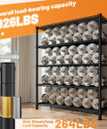72.8 Inch 5 Tier Heavy Duty Storage Shelving With Cover And Wheels For Pantry Or Garage, black metal rack with 926 lbs load capacity