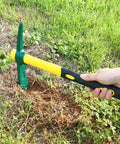 Using Six Piece 15 Inch Heavy Duty Forged Garden Pick Mattock Hoe Set With 1.5 Lb Heads and rubber handles for weeding