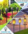8-pack Solar Torch Lights With Flickering Flame For Outdoor Yards And Pathways, Waterproof IP65 Tiki Torches in garden.