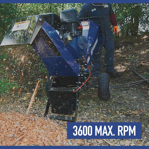 Rotor Wood Chipper With 420cc Ducar OHV Engine And Electric Start, 3600 Max RPM, 4 Inch Chipping Capacity in action with user