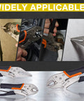 Five Pack Locking Pliers Set With Curved Jaw And Long Nose Precision Grips In 5 Inch 7 Inch 9 Inch And 10 Inch Sizes Includes Wire Cutter Screw Adjustable Locks With Trigger Release And Handy Storage Bag in various uses.