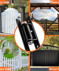 PICURA 7-inch heavy-duty black steel gate hinge, close-up view; wall-mount, 1100 lb capacity, two-pack
