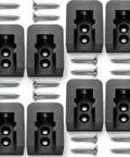 Heavy Duty Quarter Inch Air Tool Holder Wall Mount Eight Pack Pneumatic Organizers with screws for tool storage.