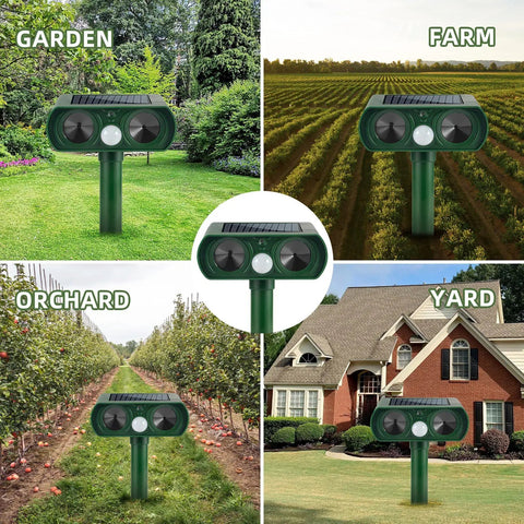Solar Ultrasonic Animal Repellent For Yard And Garden Outdoor With Motion Sensor Waterproof Deterrent For Cats Dogs Squirrels Raccoons Skunks Rabbits Coyotes Humane Pack Of 4 in garden, farm, orchard and yard