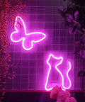 Pink Cat Neon Sign LED Light Powered By USB Or Three AA Batteries for desk table decor bedroom wall accent