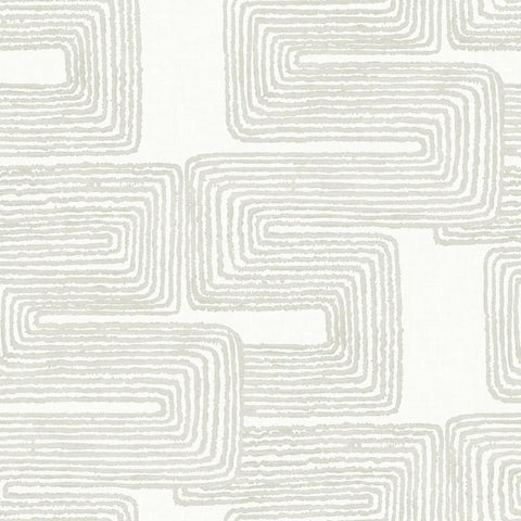 Nikki Chu Zulu Signature Peel And Stick Vinyl Wallpaper Roll for easy no mess install shows geometric pattern in light tones