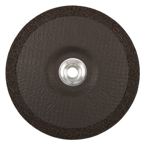 Top view of Type 27 Depressed Center Tiger Ceramic Grinding Wheel 6 Inch Diameter Seven Eighths Inch Arbor CER24R, pack of 10.