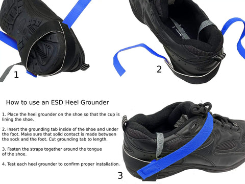 Adjustable One Size Fits All Anti Static 1M Ohm ESD Reusable Foot Heel Straps for Grounding and Protecting Electronics Against Electric Shock