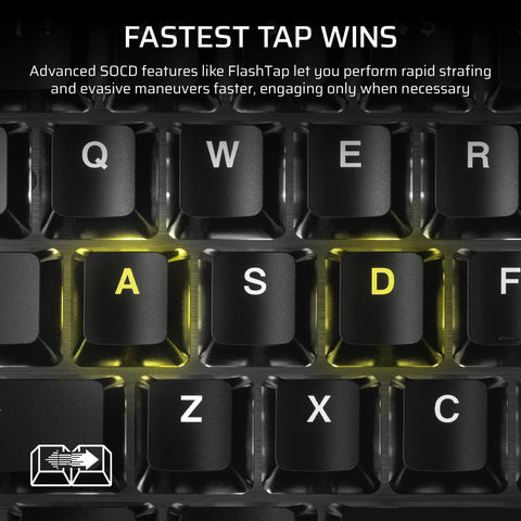 Dope K70 Pro Rgb Tenkeyless Mechanical Gaming Keyboard Featuring Pre Lubed Hall Effect Switches And Lightning Fast Rapid Trigger Tech, close-up of ASDF keys.