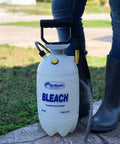 Person with 1.5 Gallon Bleach Sprayer Handheld Chemical Sprayer With Viton Seals, Lightweight White Sprayer For Home Cleaning