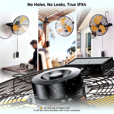 18 Inch Outdoor Wall Mount Fan With 600D Oxford Cover Dustproof Weatherproof IPX4 Waterproof For Patios And Garages
