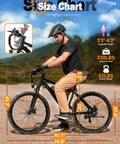 Beast Electric Mountain Bike For Adults With 21 Speed Gear System And 27.5 Inch Wheels, 1200W Peak Brushless Motor, Up To 28 MPH, Removable 48V Battery Options 10.4Ah Or 13Ah, Up To 65 Miles Range, Step Over EMTB With NFC Unlock; rider sizing chart